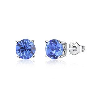 Silver Studs 6 mm Made with Sapphire Crystal From SWAROVSKI(R)
